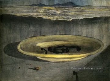 サルバドール・ダリ Painting - 皿の上の電話のある風景 サルバドール・ダリ